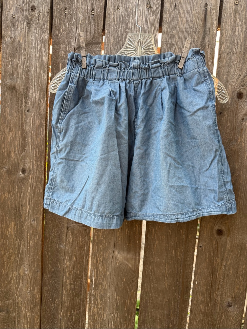 Kids 13 Uniqlo Elastic Paperbag Waist Chambray Shorts - Blue